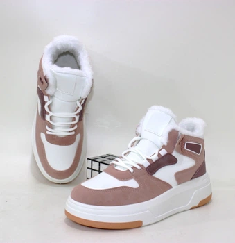 Зимові жіночі хайтопи на шнурівці OK SHOES 38 23.8см персиковий