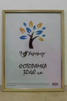 Фоторамка Алан 30х40 см бежева із золотою вставкою, багет 1515 Скло