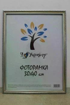 Фоторамка Алан 30х40 см срібний з коричневим обрамленням, багет 1715 Оргскло
