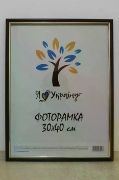 Фоторамка Алан 30х40 см коричнева із золотою вставкою, багет 1515 Оргстекло