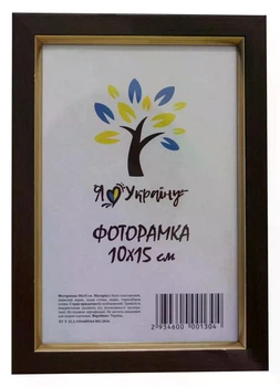 Фоторамка Алан А6 10х15 см коричнева із золотою вставкою 1511 Оргстекло