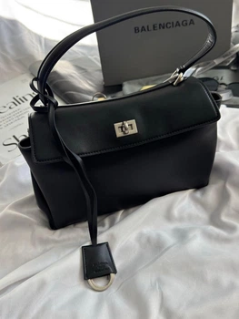 Женская сумка Balenciaga Rodeo 29 Black/Gold из гладкой кожи, 29×20×9 см