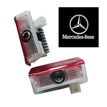 Светодиодная штатная подсветка на двери автомобиля с логотипом Mercedes A, B, C, E, ML, GL class, стекло
