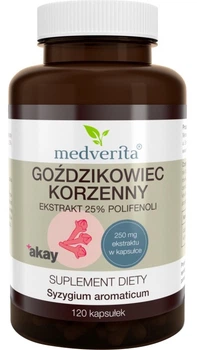 Дієтична добавка Medverita Гвоздичний корінь Екстракт 25% поліфенолів 120 капсул (5903686580673)