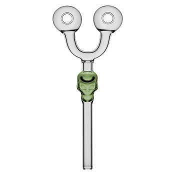 Стеклянная трубка с двумя колбами Skull Oil Pipe
