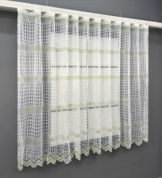Тюль сітка VR-Textil Juli № 1870т Арка на кухню колір білий з салатовим 200х145 см (53-0174)