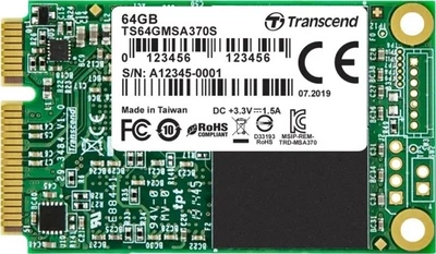 SSD диск Transcend 370S 64GB mSATA SATAIII MLC NAND flash (TS64GMSA370S)