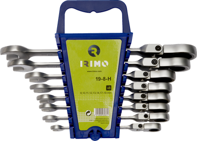 Zestaw kluczy płasko-oczkowych IRIMO z wbudowaną grzechotką 8 - 19 mm 8 szt. 19-8-H (8414909230611)