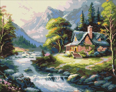 Алмазная мозаика Ideyka Домик в горах 40х50 см (AMO20002)
