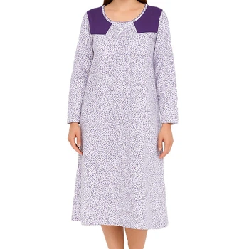 Жіноча нічна сорочка тепла на флісі бавовняна ANDIN (205-1) норма р.56-58 (3XL-4XL) різнокольорова