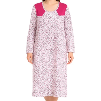 Жіноча нічна сорочка тепла на флісі бавовняна ANDIN (205-6) норма р.54-56 (2XL-3XL) різнокольорова