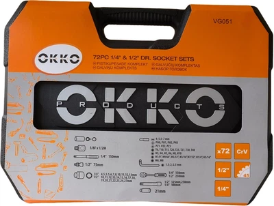 Zestaw kluczy nasadowych OKKO 4 - 40 mm 1/4" 1/2" 72 szt. VG051 (4772013196846)
