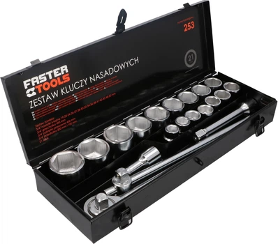 Zestaw kluczy nasadowych FASTER TOOLS 3/4" 19-50 mm 20 szt. 253 (5905912672534)