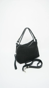 Сумка плетеная замша кросс-боди маленькая черная ARTiS Bags 1669 5025-4620