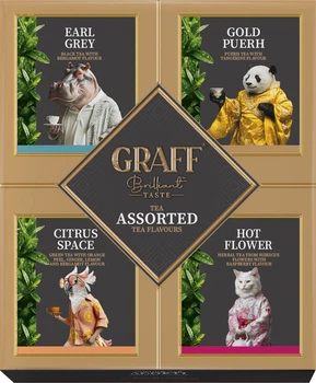 Упаковка чая Graff Ассорти чайных вкусов Байховый 32 пакетика