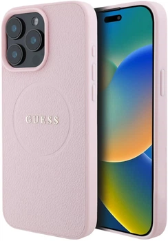 Панель Guess Grained Gold Ring MagSafe для Apple iPhone 15 Pro Max Pink (3666339303945)