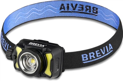 Ліхтар налобний Brevia 600Lm, 3W CREE XPG + COB, 1200mAh/3xAAA, Zoom, White/Red (14500ERBX1)