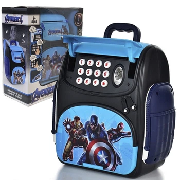 Копилка сейф рюкзк Капитан америка Avengers электронная с кодовым замком отпечаток пальца Синий (28360)