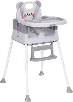 Krzesełko do karmienia EcoToys 3 w 1 Szare  HC523-GY (5905817008698)