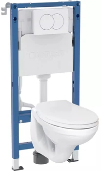 Інсталяція Geberit Duofix Pro 20 118.315.11.2 з панеллю змиву Delta 01 біла 115.107.11.1 Round + унітаз підвісний Kolo Idol з сидінням Soft Close дюропласт