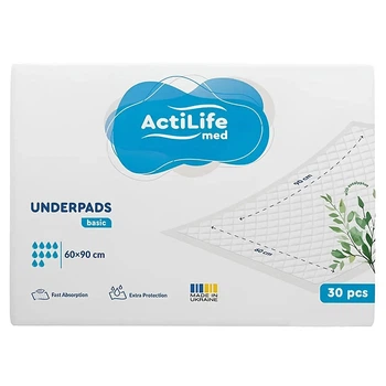 Пеленки для младенцев ActiLife Med Basic 60 х 90, 30 шт (4820174981488)