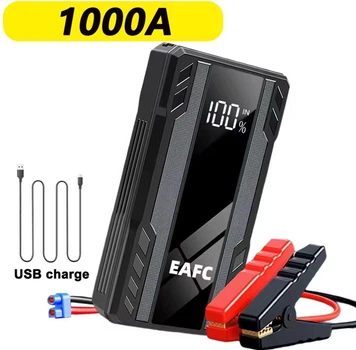 Пусковое устройство EAFC Jump Starter 1000A 12000 mAh для бензиновых авто до 3.0L, LED-фонарь, Powerbank 5V/2A