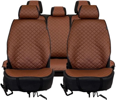 Комплект накидок на сиденья автомобиля EVAtech ECO Коричневый с коричневой нитью, черный кант (SETSCASZZB)