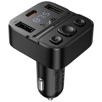 FM-трансмітер модулятор Hoco E87 Delta (2USB/Type-C 15W/PD20W Bluetooth V5.4) автомобільний зарядний пристрій LED-дисплей Чорний