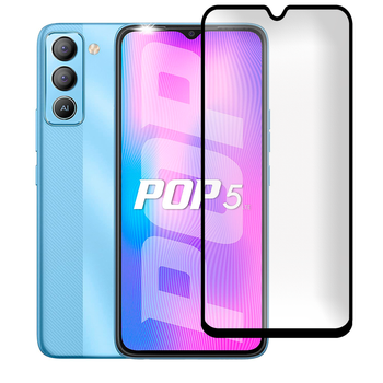 Защитное стекло матовое для телефона TECNO POP 5 LTE (BD4i) противоударное полноэкранное черное