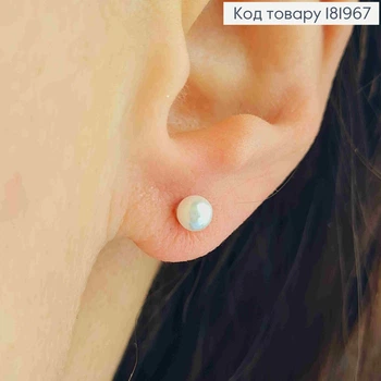 Серьги родованные гвозди с жемчугом, размер 0,4см, XUPING