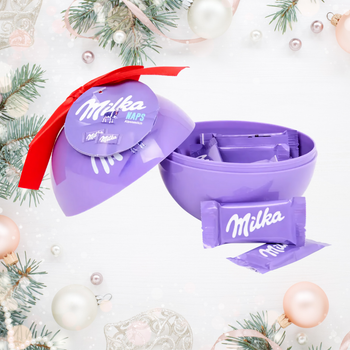 Шарик Milka елочная игрушка с шоколадом стики