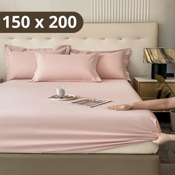 Простыня на резинке Softable Fabric 150×200 + 2 наволочки — мягкая, плотная, комфортная, розовый (KT7006022)