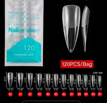 Гелевые типсы для наращивания Nail Kingdom классический Cтилет 120 шт прозрачные (107)