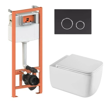 Набор Qtap Nest 4 в 1 подвесной унитаз Gemini Ultra Quiet 530х365х373 + комплект инсталляции QT2533076EUQW46164