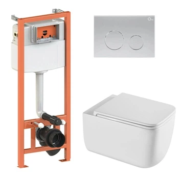 Набор Qtap Nest 4 в 1 подвесной унитаз Gemini Ultra Quiet 530х365х373 + комплект установки QT2533076EUQW46158