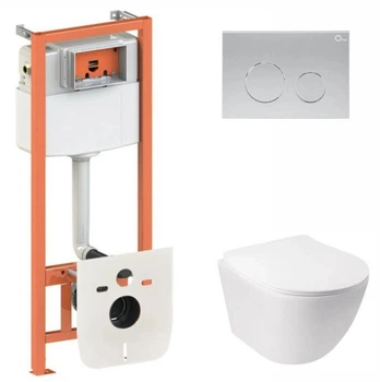 Набор Qtap Nest 4 в 1 подвесной унитаз Jay Ultra Quiet 485x360x320 + комплект установки QT07335177W45138