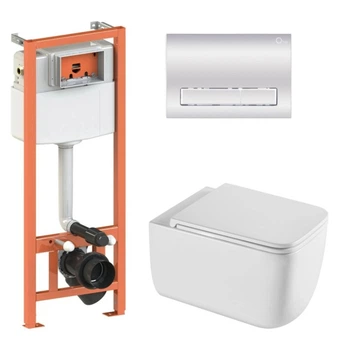 Набор Qtap Nest 4 в 1 подвесной унитаз Gemini Ultra Quiet 530х365х373 + комплект инсталляции QT2533076EUQW46165