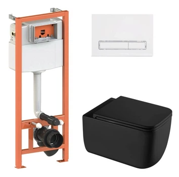 Набор Qtap Nest 4 в 1 подвесной унитаз Gemini Ultra Quiet 530х365х373 + комплект установки QT2533076EUQMB46171