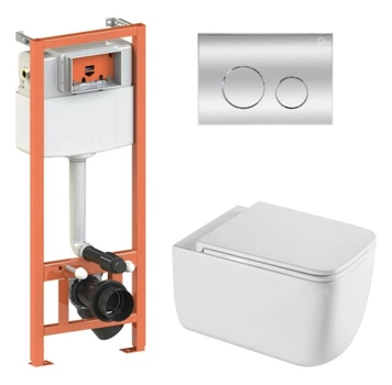 Набор Qtap Nest 4 в 1 подвесной унитаз Gemini Ultra Quiet 530х365х373 + комплект установки QT2533076EUQW46162