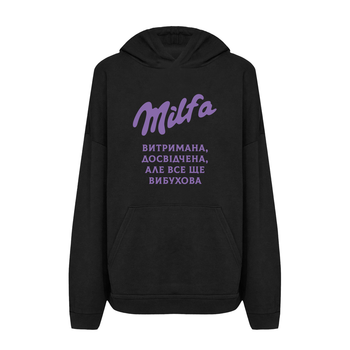 Худі жіноче з принтом ТiШОТКА Milfa витримана Milka L Чорний (1084856901)