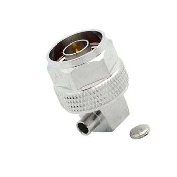 N(male) angle for 0.141 tin soaked semiflexible cable Конектор N (штекер) кутовий для коаксіального кабелю 0.141 Leno RF (КНР)