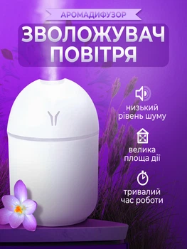 Зволожувач повітря з підсвіткою аромадифузор портативний зволожувач повітря в машину ароматичний дифузор USB нічник у дитячу нічник аромадифузор Humidifier 250ml White Hofmy QW-18