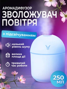 Зволожувач повітря з підсвіткою аромадифузор портативний зволожувач повітря в машину ароматичний дифузор USB нічник у дитячу нічник аромадифузор Humidifier 250ml Blue Hofmy QW-18