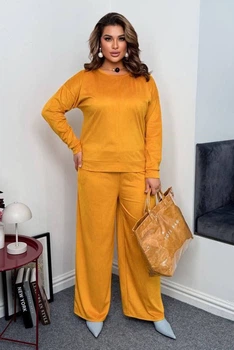 Костюм жіночий напівбатальний гірчичного кольору Fashion розмір 48-50 (208640)