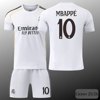 Дитяча футбольна форма Real Madrid 2025/26 - Kylian Mbappé №10 (домашня, біла), розмір 24 (зріст 130-135 см)