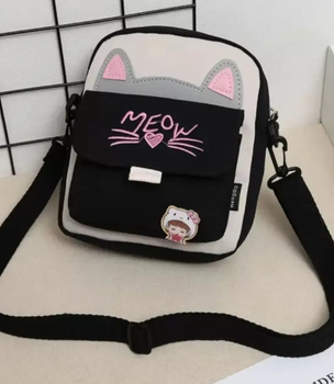 Сумка дитяча Кішечка Kitty підліткова крос-боді через плече 20x6x18 чорна (SVS)