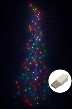 Гирлянда «Конский хвост Роса» 3 м, 1000 LED, 30 нитей, RGB, серебряная проволока, USB