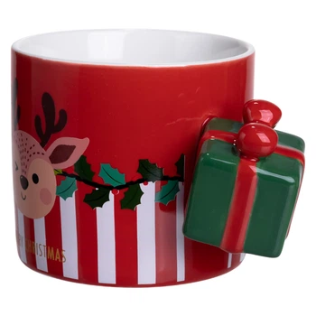 Чашка фарфоровая новогодняя Merry Christmas 400 (мл) Красная