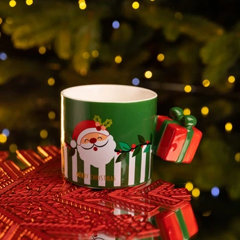 Чашка фарфоровая новогодняя Merry Christmas 400 (мл) Зеленая Yiwu FM-CS-49GR (A-047496)