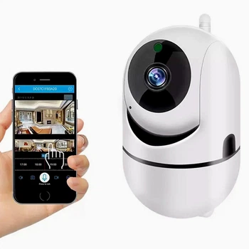 Беспроводная IP WiFi камера видеонаблюдения поворотная с ИК-подсветкой и датчиком движения купольная внутренняя цветная